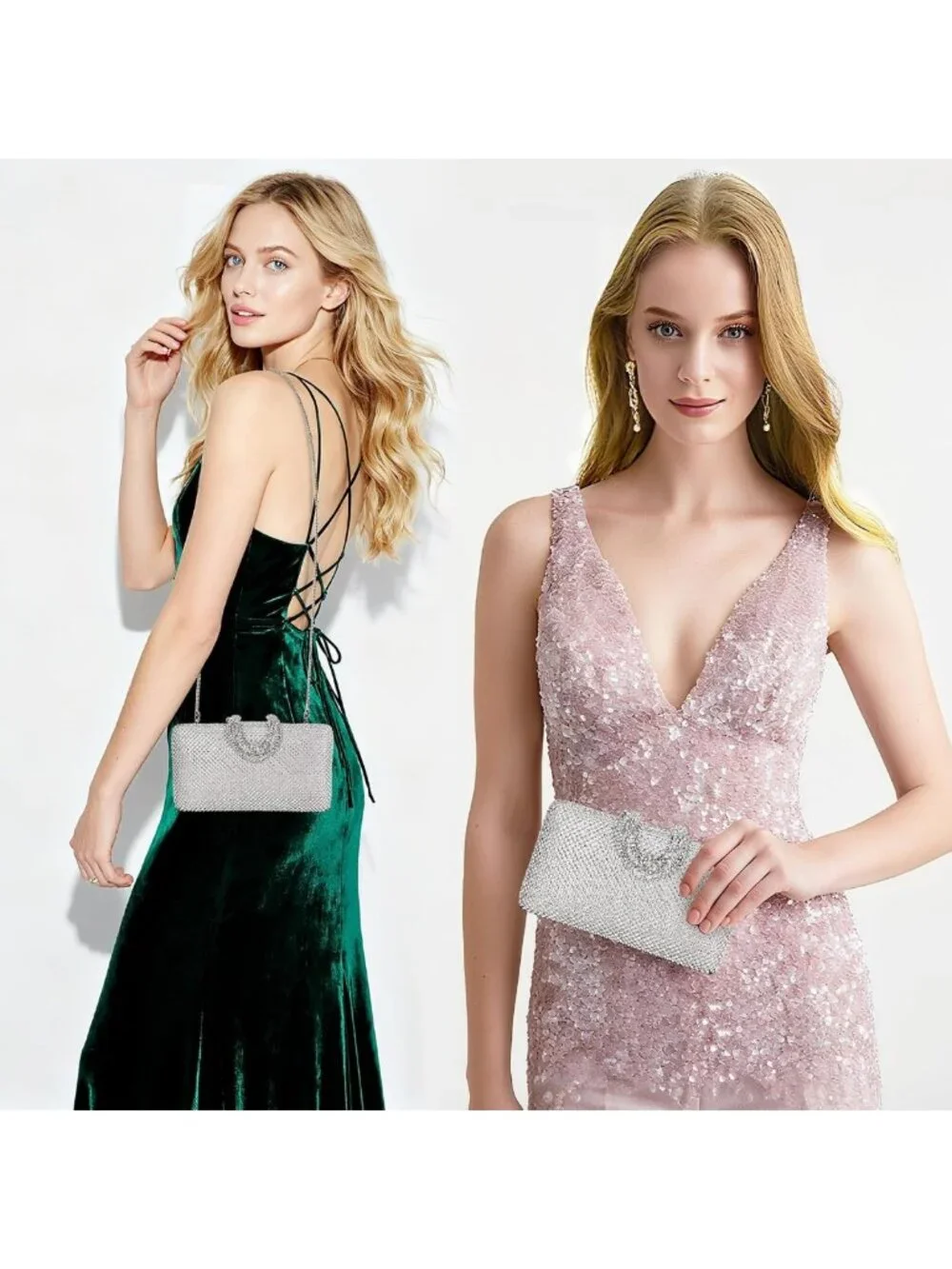 Sparkly Rhinestone Clutch Evening Bag - Formal Handbag for Weddings & Parties